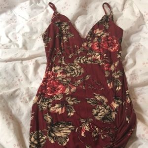 Never worn Fashion Nova Red Floral Midi dress